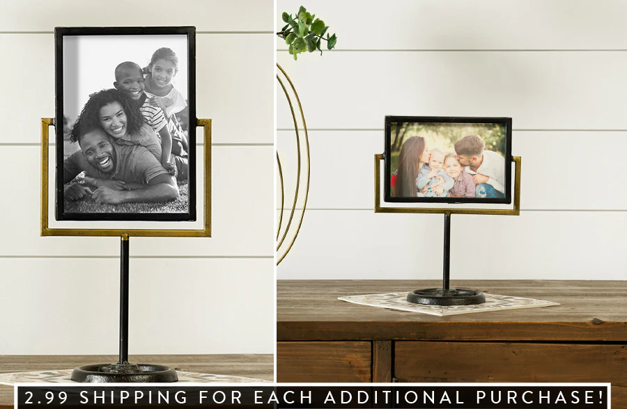 Metal Standing Photo Frame with Gold Accent, Pick Your Style