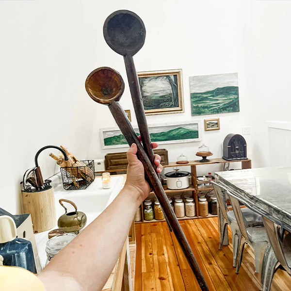 Vintage Handmade Wood Spoons, Set of 2
