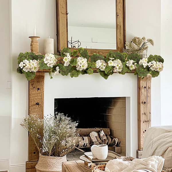 6 Foot Lush Faux Geranium Garland