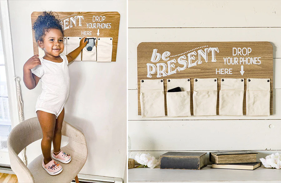 Be Present Pocket Wood Phone Holder