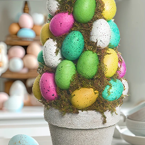 Multicolored Easter Egg Table Tree