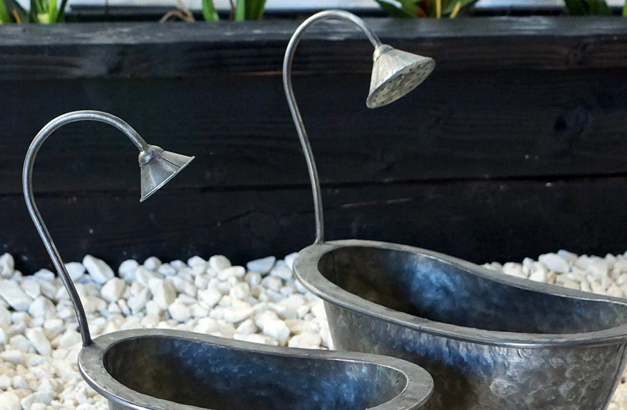 Galvanized Metal Bathtub Planters, Set of 2