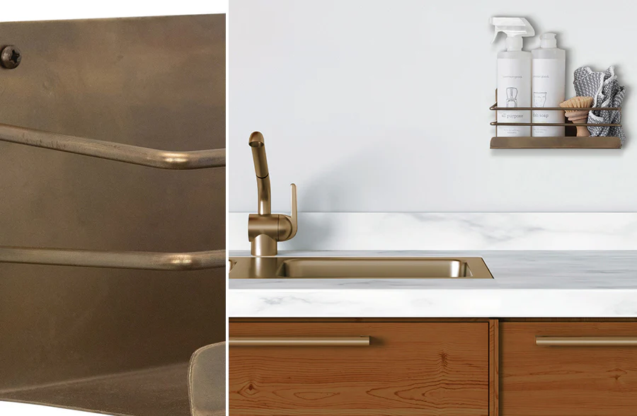 Antique Brass Finish Wall Shelf