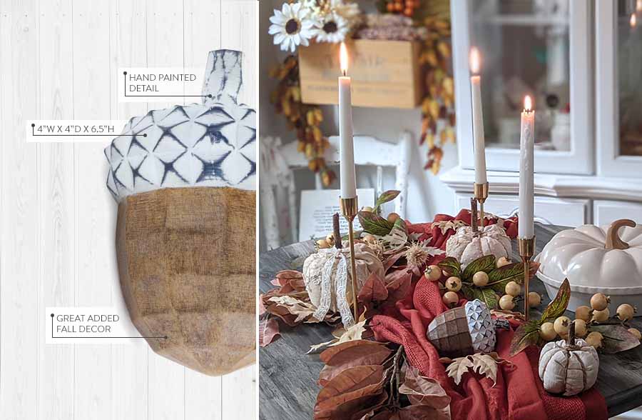 Handpainted Geometric Ornate Acorn Decor, Set of 2