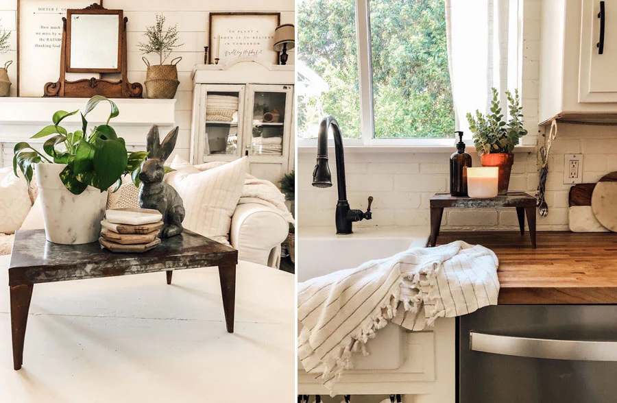 Rusted Accent Metal Table Risers, Set of Three