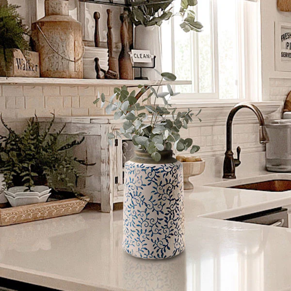 Blue and White Ceramic Vase
