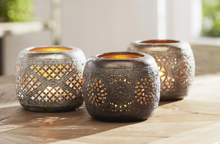 Mosaic Inspired Votive Holders, Assorted Set of 3