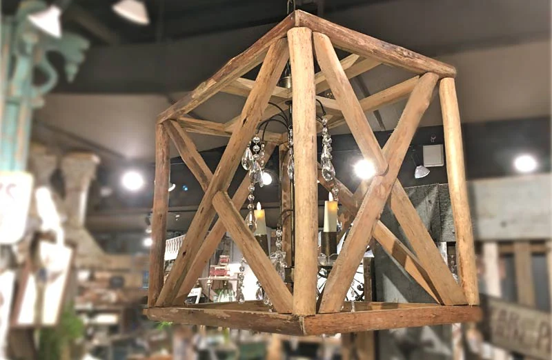 Rustic Wood Frame Chandelier