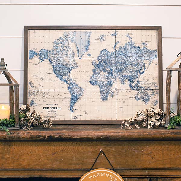 36 Inch Vintage Inspired  Wall Map