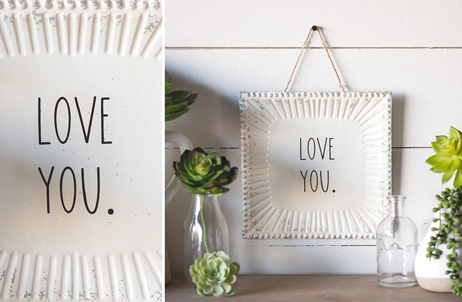 Metal Hanging Love You Sign