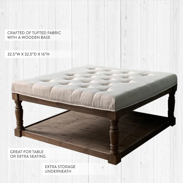 Oversized Wooden Tufted Ottoman