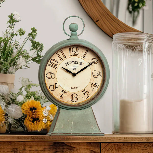 Aged Green Tabletop Clock