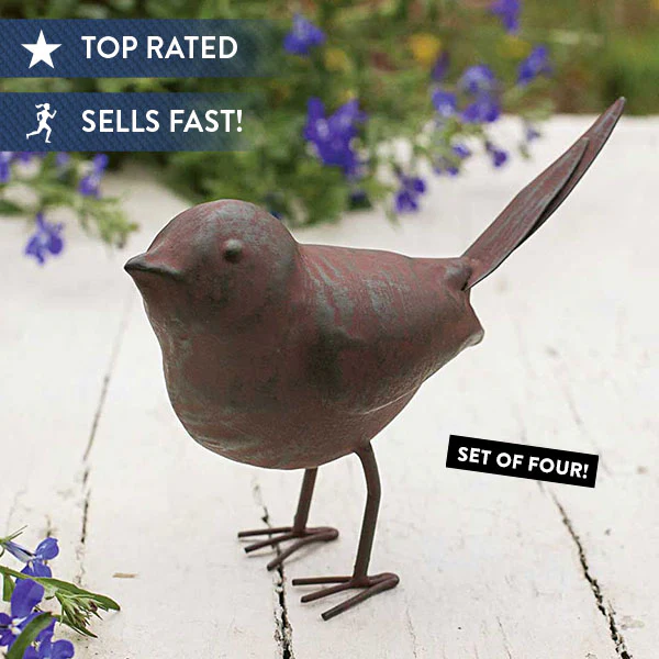 Distressed Metal Songbirds, Set of 4