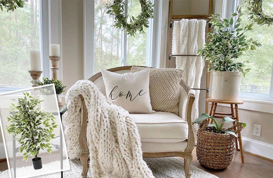 Faux Potted Ficus Tree