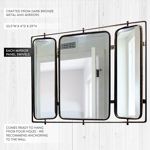 Vintage Barbershop Inspired Rotating Mirror