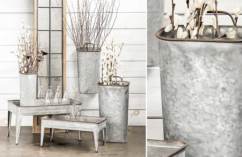 Galvanized Wall Buckets  Set of 3