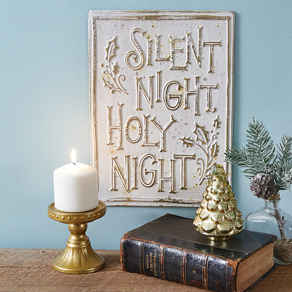 Silent Night Aged White Wall Decor