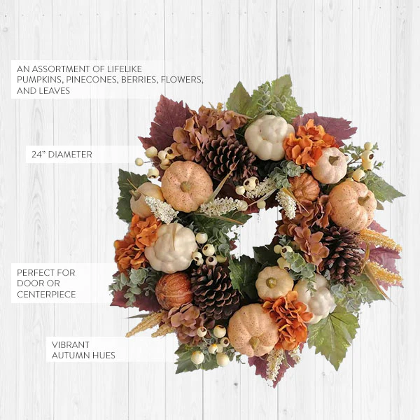 Fall Pumpkin and Pinecone Wreath