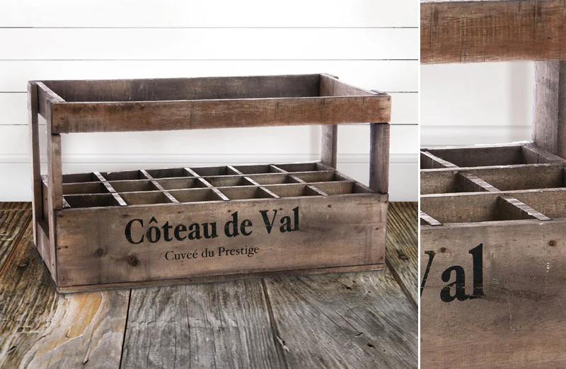 LARGE Wooden 18 Bottle Crate Holder