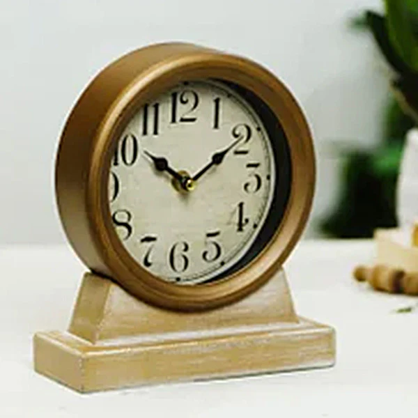 Round Copper Metal Table Clock