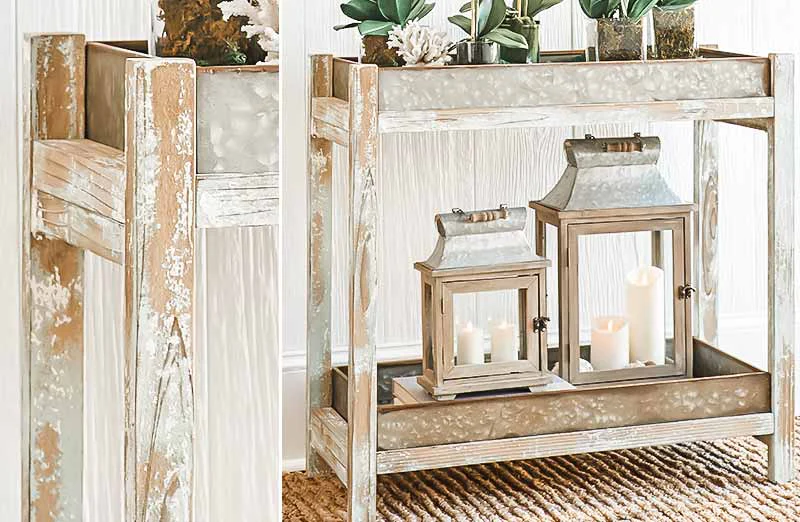 Galvanized Metal Potting Tray Table