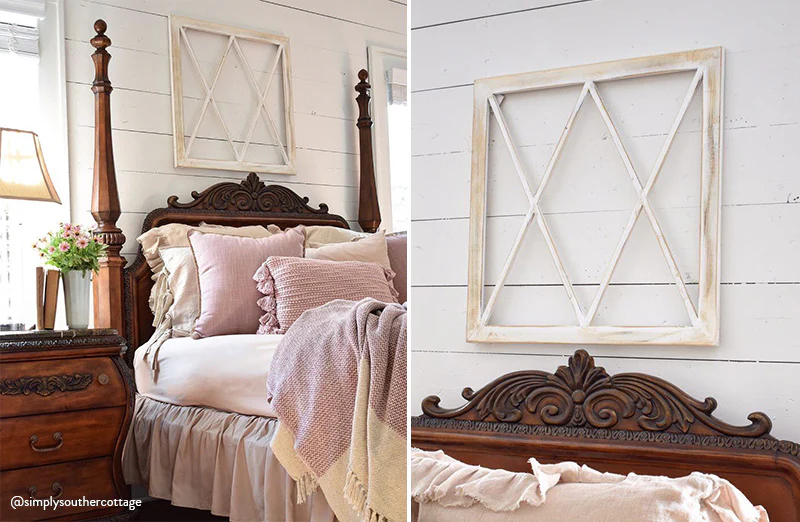 Whitewashed Window Wall Panel