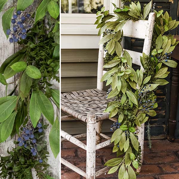 70 Blueberry and Boxwood Mixed Garland