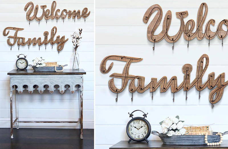 Welcome & Family Wall Hook System  Set of 2