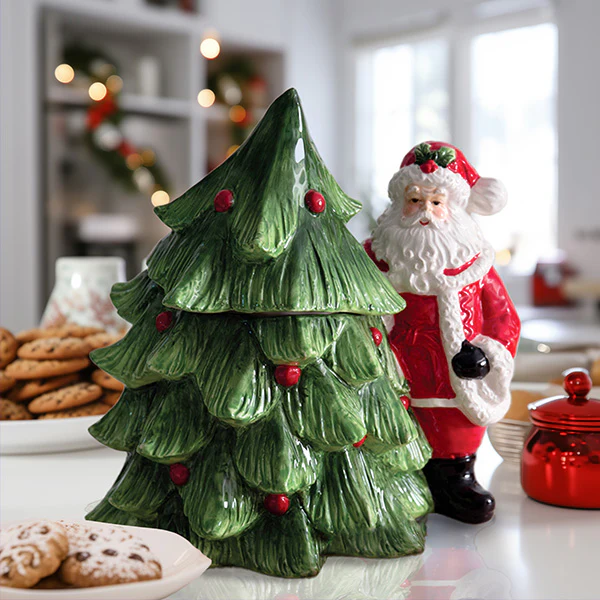 Christmas Tree and Santa Cookie Jar