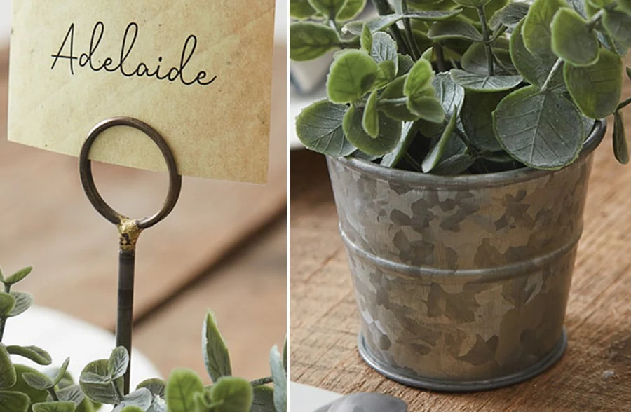 Metal Pail Place Card Holder, Set of 4