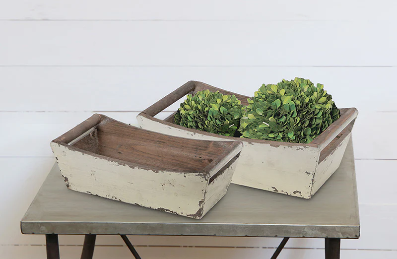 Distressed Wooden Trays  Set Of 2