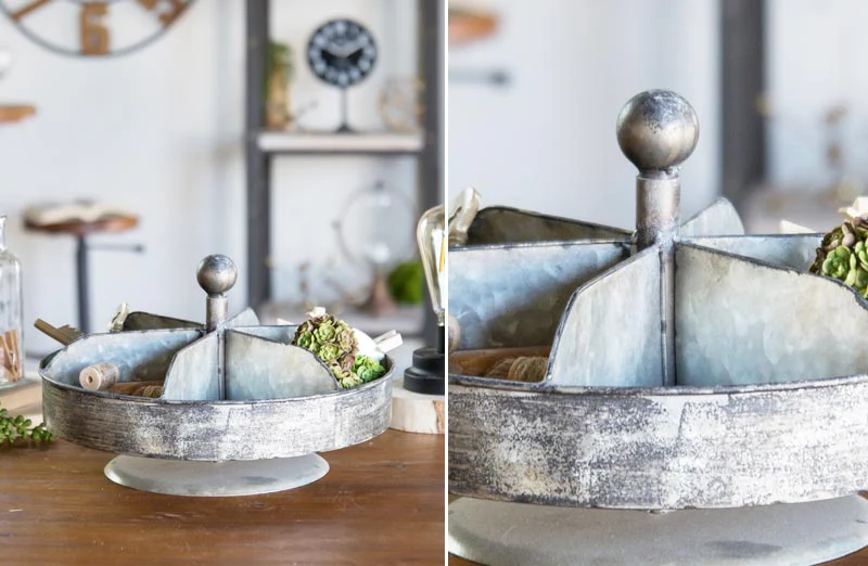 Galvanized Metal Spinning Tray Organizer