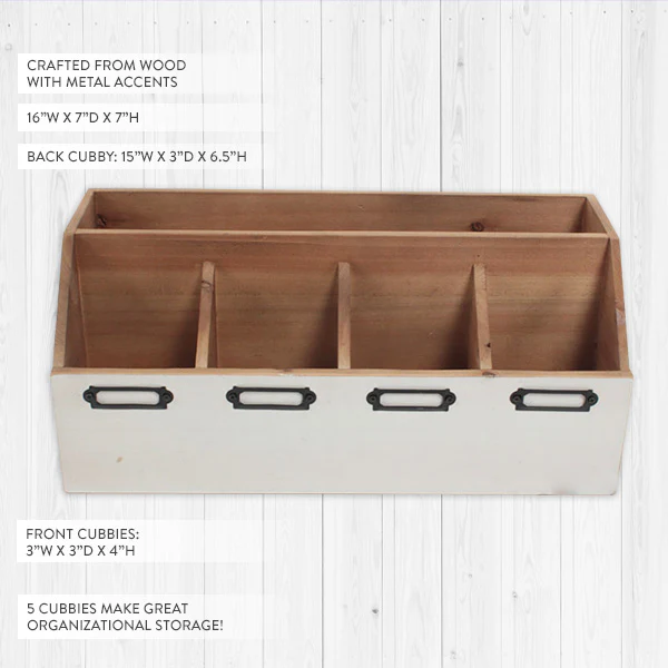 Whitewashed Wooden Cubby Organizer