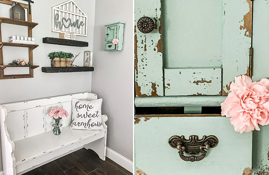 Distressed Sage Green Medicine Cabinet