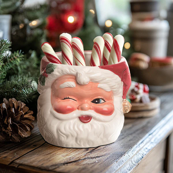 Retro Winking Santa Ceramic Bowl