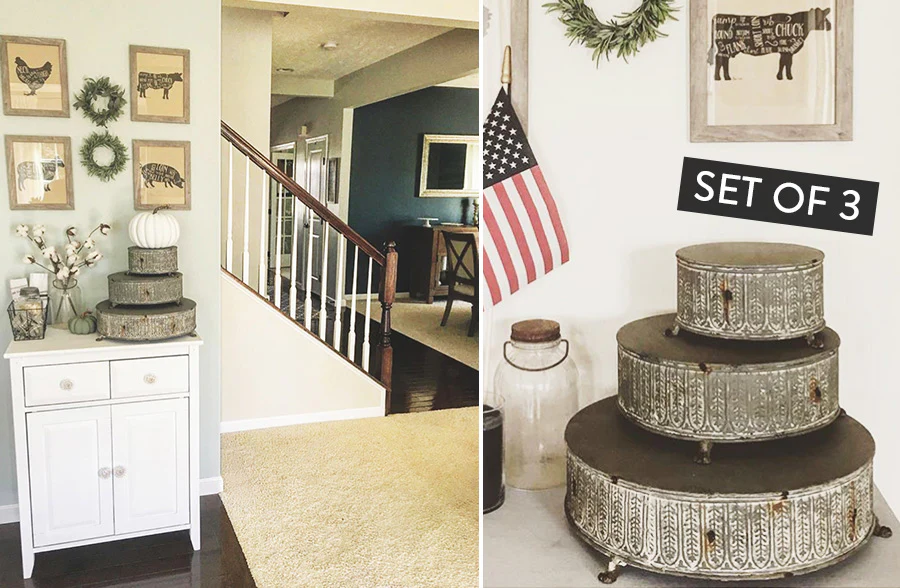 Old Metal Pedestals, Set of 3