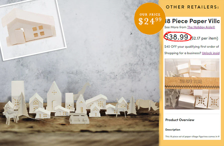 Paper Christmas Village, Set of 18 Pieces