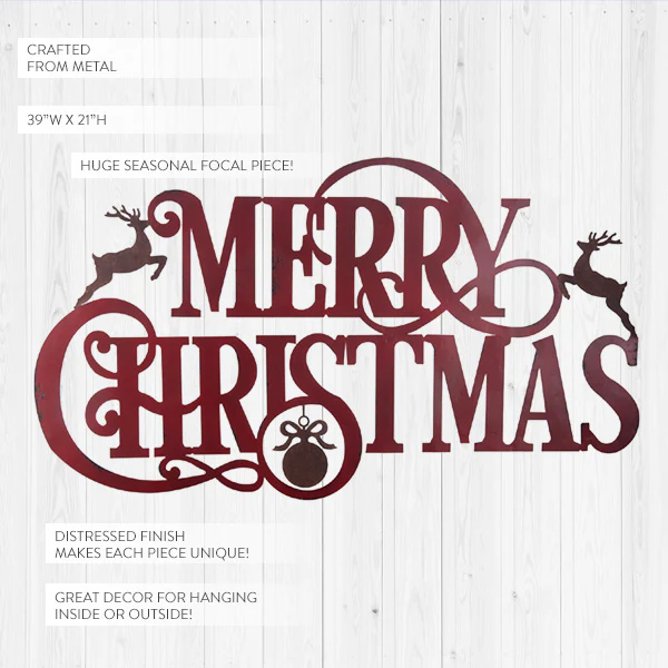 Huge Metal Merry Christmas Sign