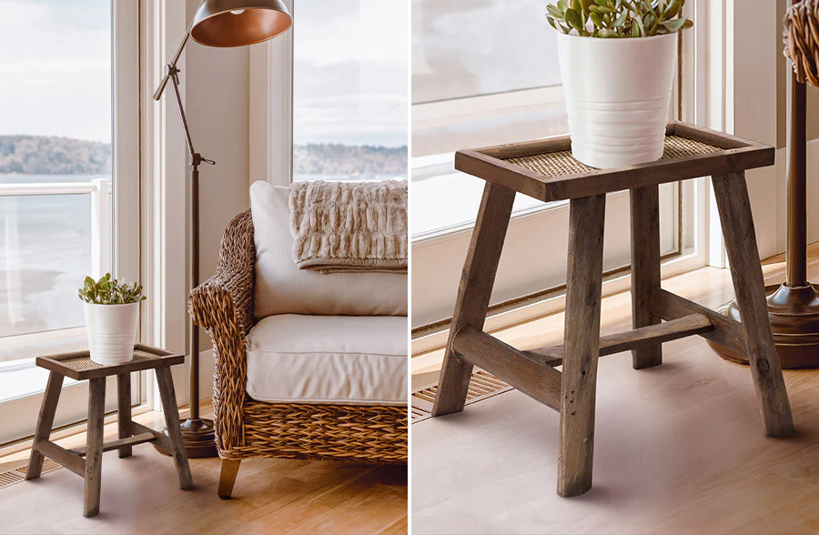 French Cane Decorative Stool Riser