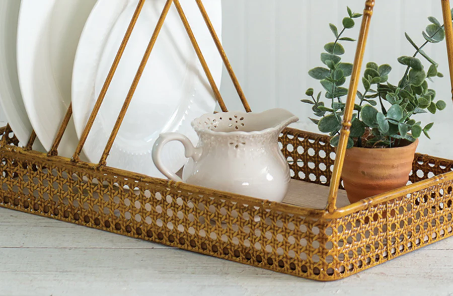 Metal Bamboo Dish and Mug Rack