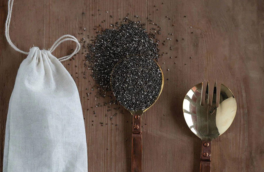 Brass Salad Servers in Drawstring Bag, Set of 2