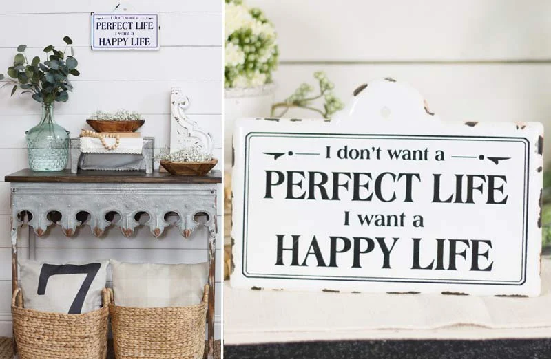 Enamel Happy Life Sign