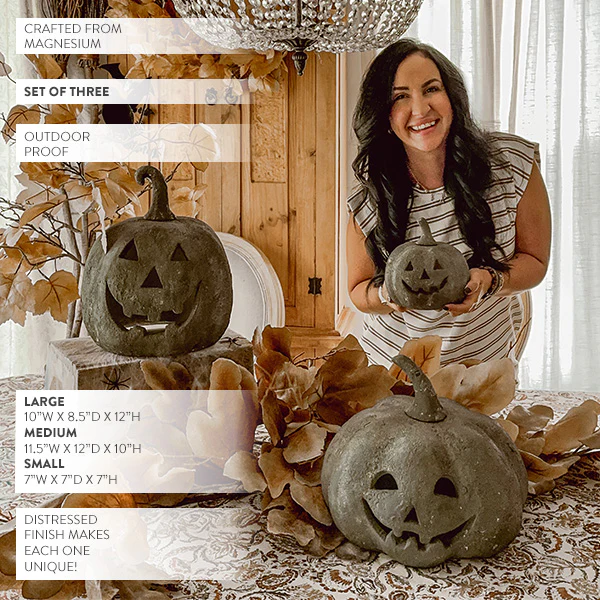 Terracotta Inspired Outdoor Jack-o-lanterns, Set of 3