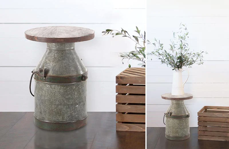 Galvanized Milk Jug Stool