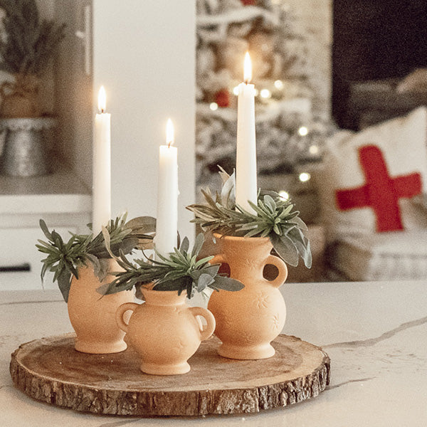 Terra Cotta Pot Candle Holders, Set of 3