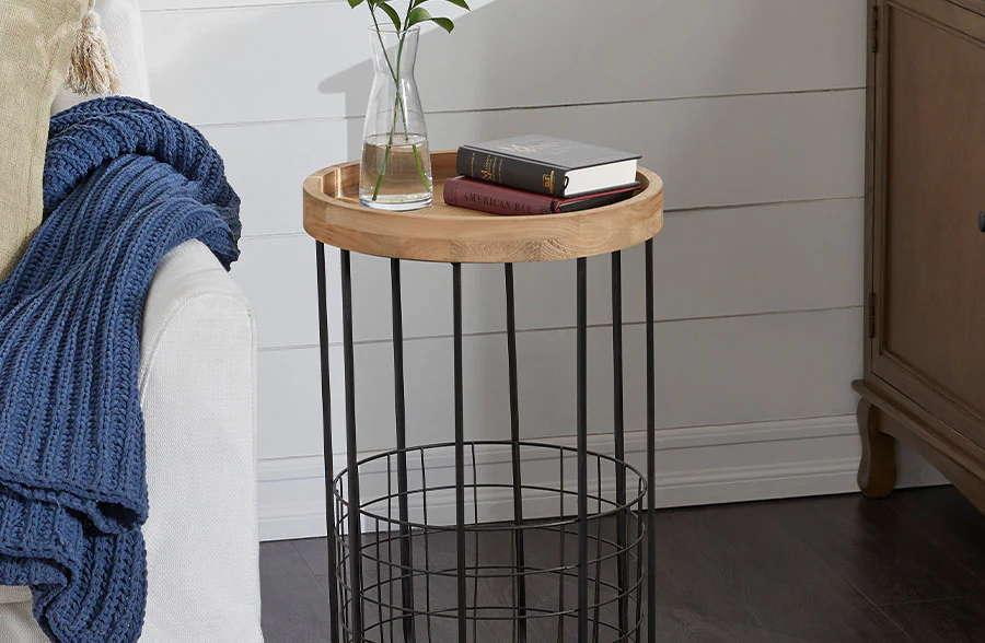 Wire Birdcage Inspired Storage Side Table