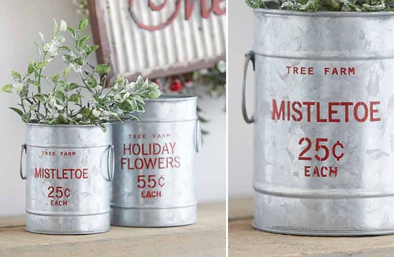 Tree Farm Holiday Buckets  Set of 2