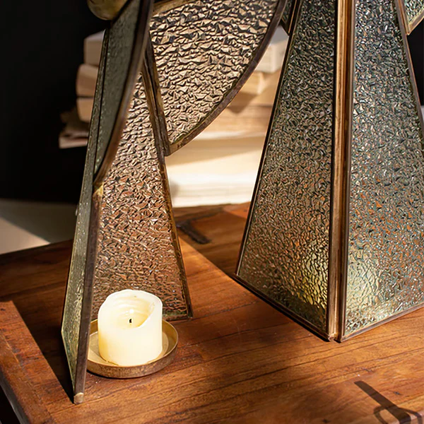 Antique Inspired Metal and Glass Angel Tealight Votive Candleholder, Set of 3