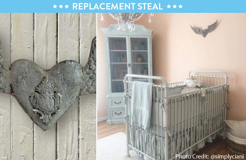 Victorian Distressed Metal Angel Wings With Heart