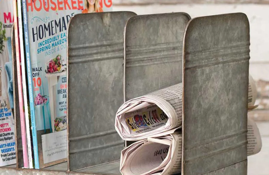 Galvanized Metal Magazine Rack